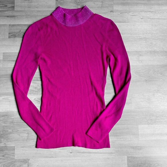 Dreyden New York Mock Neck Barbie Pink Sweater Size Medium - Picture 1 of 5